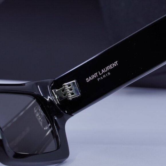 Saint Laurent SL572 001 Square Sunglasses - Black with Silver\Grey - Picture 9 of 14